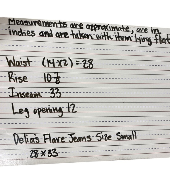 dELiA*s Juniors Flare Jeans Size Small 28x33 Boho Raw Hem High Rise Y2K Blue - Picture 8 of 8